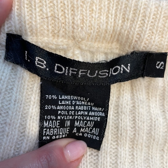 Designer Lambswool & Angora cream ribbed pants elastic waist size S Vintage - Picture 3 of 9